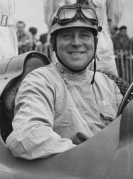MTR24-Blog-Reg Parnell of Great Britain sitting in the cockpit of the #1 BRM V16 Type 15 '151' on 30 September 1950 during the III Goodwood Trophy race at the Goodwood circuit,Goodwood, United Kingdom